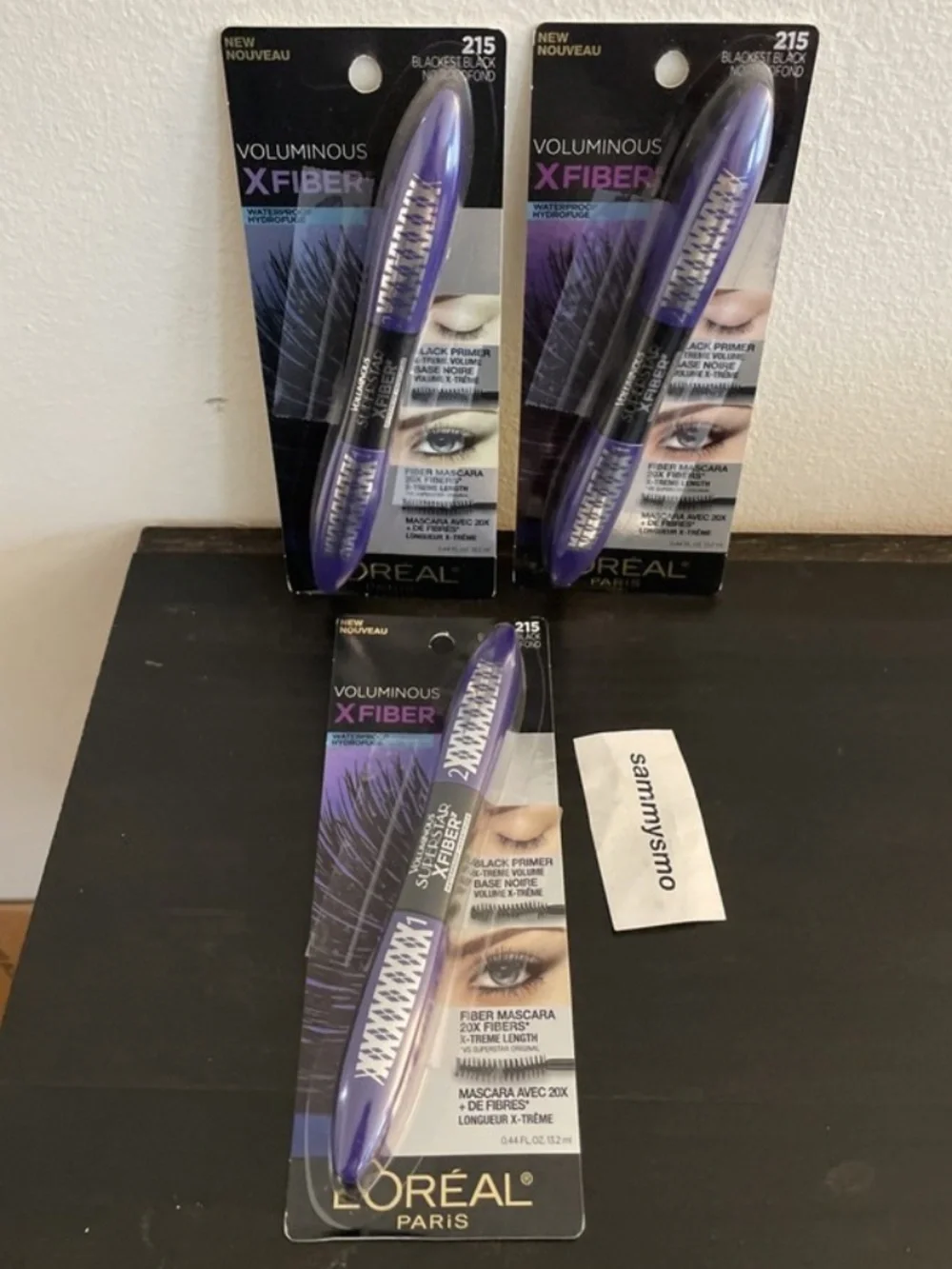 LOREAL Voluminous X Fiber Mascara Waterproof 215 Blackest Black x3